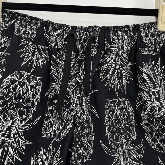 Lauren James Size Small Black White Pineapple Swim Shorts Drawstring Womens - Picture 3 of 6